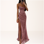 Women Dress | Sequin Maxi with Corset Bodice and High Slit