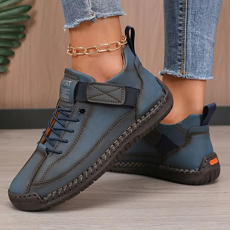 Leather Cushioned Lace-Up Orthopedic Support Everyday Trainers for Women