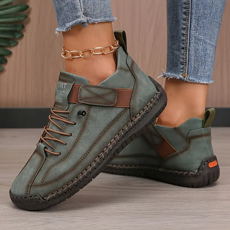 Leather Cushioned Lace-Up Orthopedic Support Everyday Trainers for Women