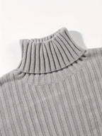 Textured Ribbed Knit High Neck Jumper for Men | Autumn and Winter Layer