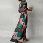 Women Dress | Maxi Length with Waist Belt and Collar
