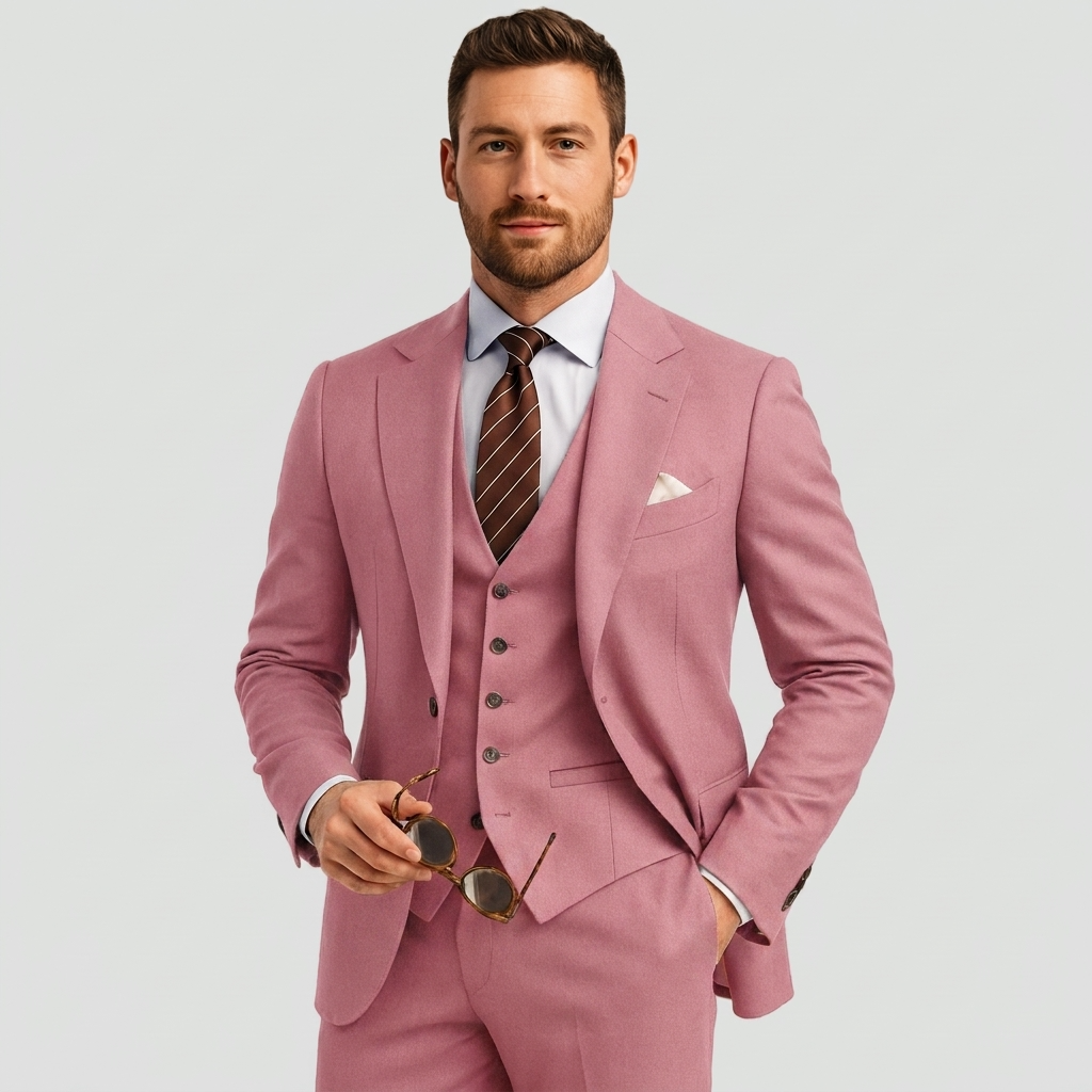 Navy Blue Tailored Formal Three Piece Blazer Waistcoat Trouser Suit for Men