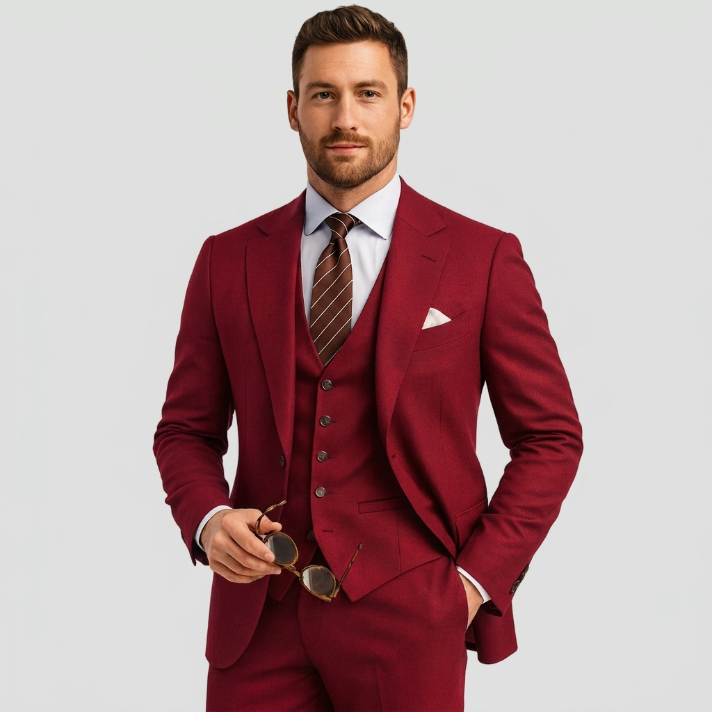 Navy Blue Tailored Formal Three Piece Blazer Waistcoat Trouser Suit for Men