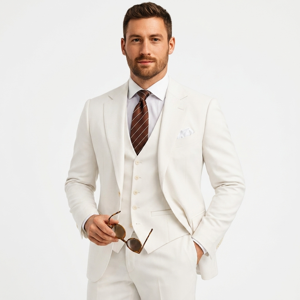 Navy Blue Tailored Formal Three Piece Blazer Waistcoat Trouser Suit for Men