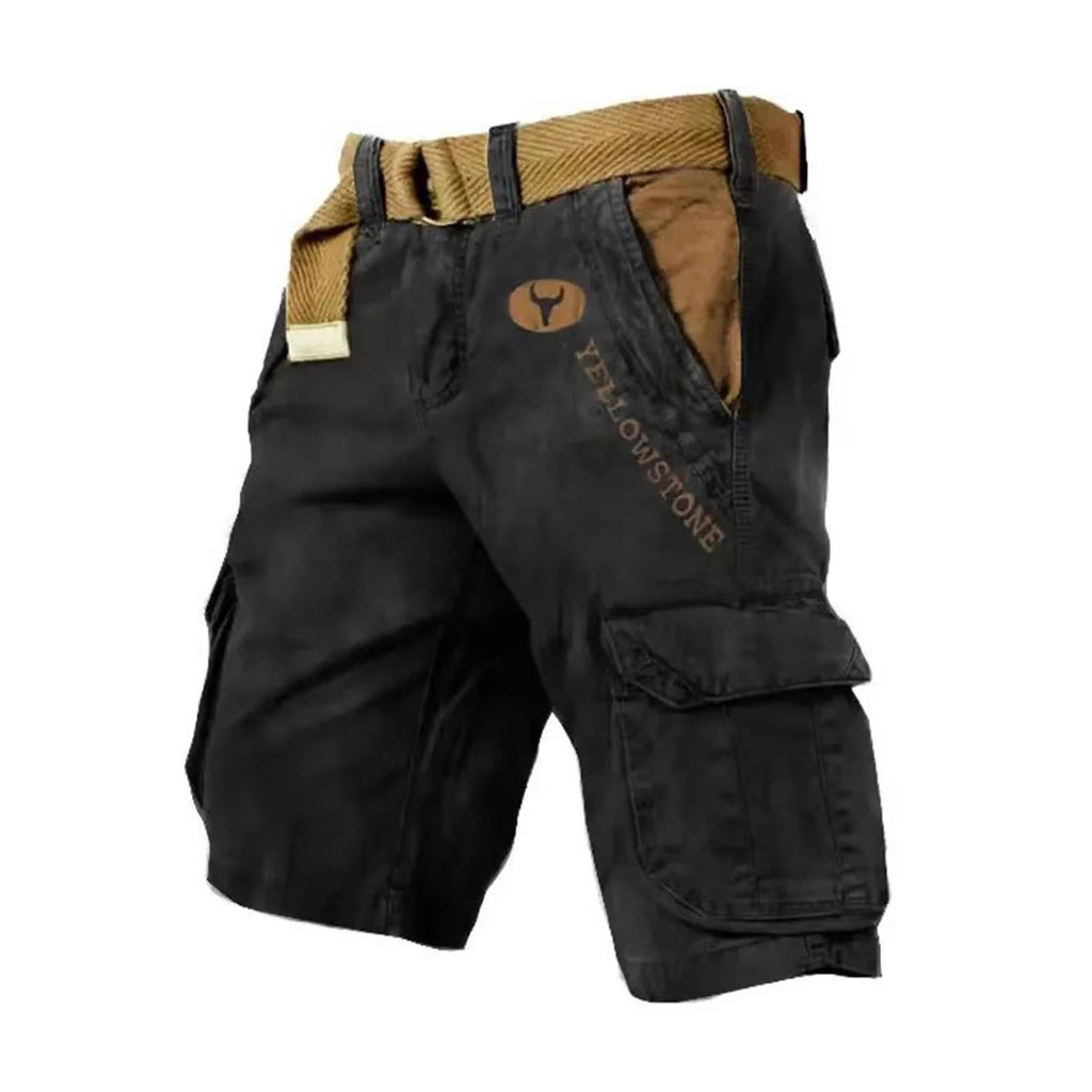 Washed Grey Cargo Shorts with Flap Pockets for Men | Summer Outdoor Fit