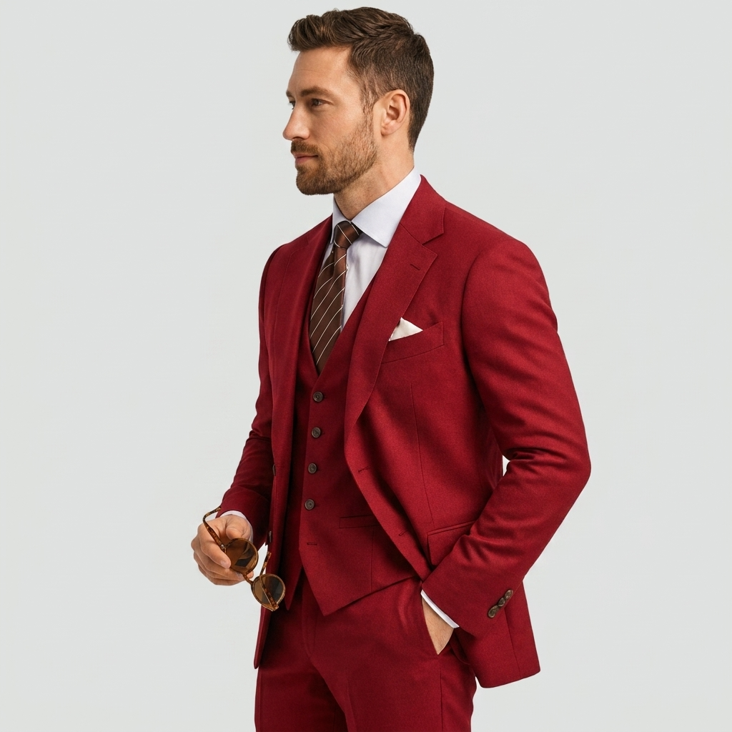 Navy Blue Tailored Formal Three Piece Blazer Waistcoat Trouser Suit for Men