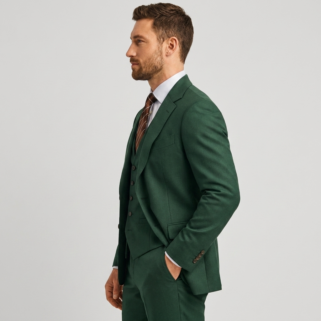 Navy Blue Tailored Formal Three Piece Blazer Waistcoat Trouser Suit for Men