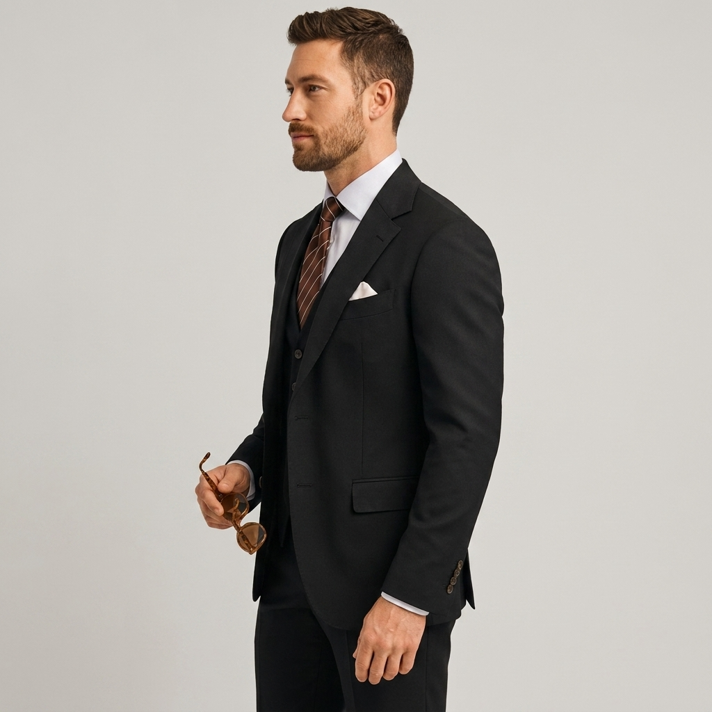 Navy Blue Tailored Formal Three Piece Blazer Waistcoat Trouser Suit for Men