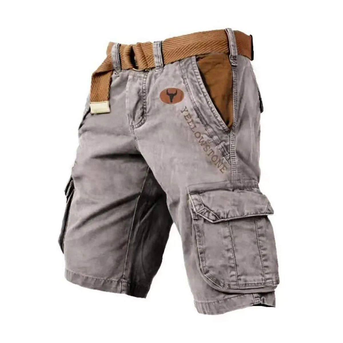 Washed Grey Cargo Shorts with Flap Pockets for Men | Summer Outdoor Fit