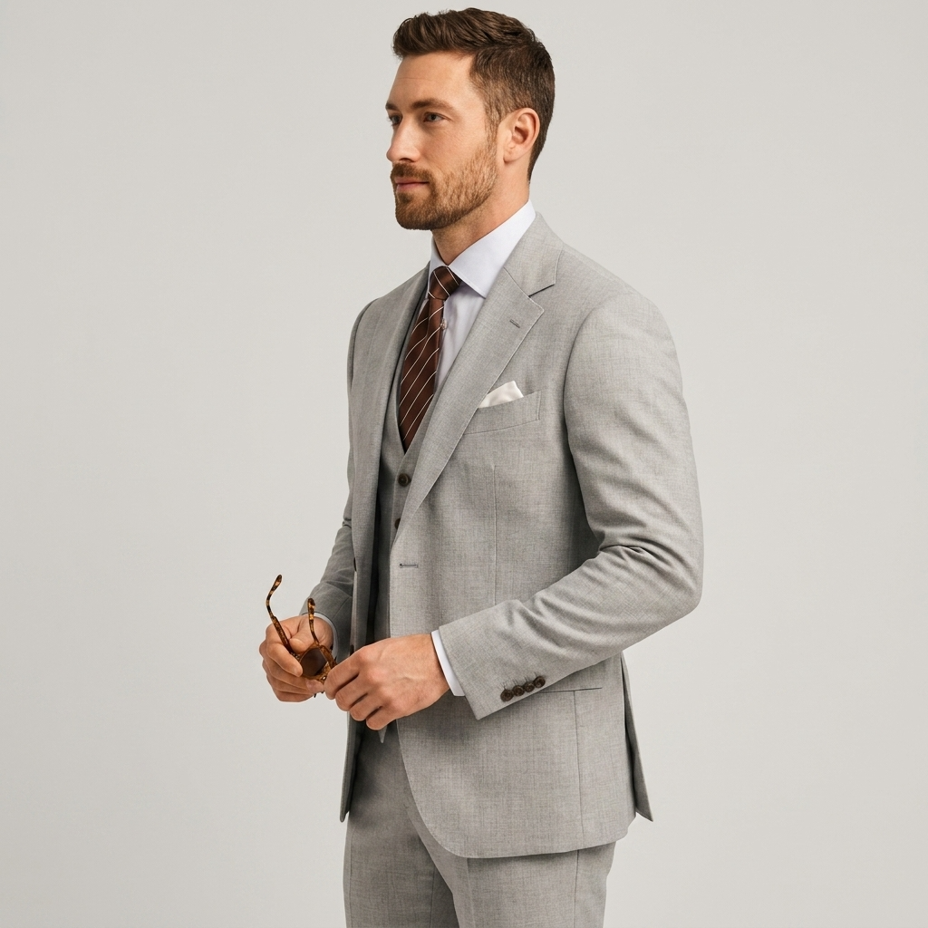 Navy Blue Tailored Formal Three Piece Blazer Waistcoat Trouser Suit for Men