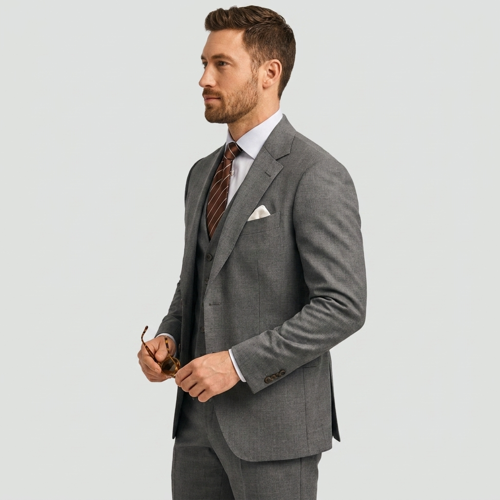Navy Blue Tailored Formal Three Piece Blazer Waistcoat Trouser Suit for Men