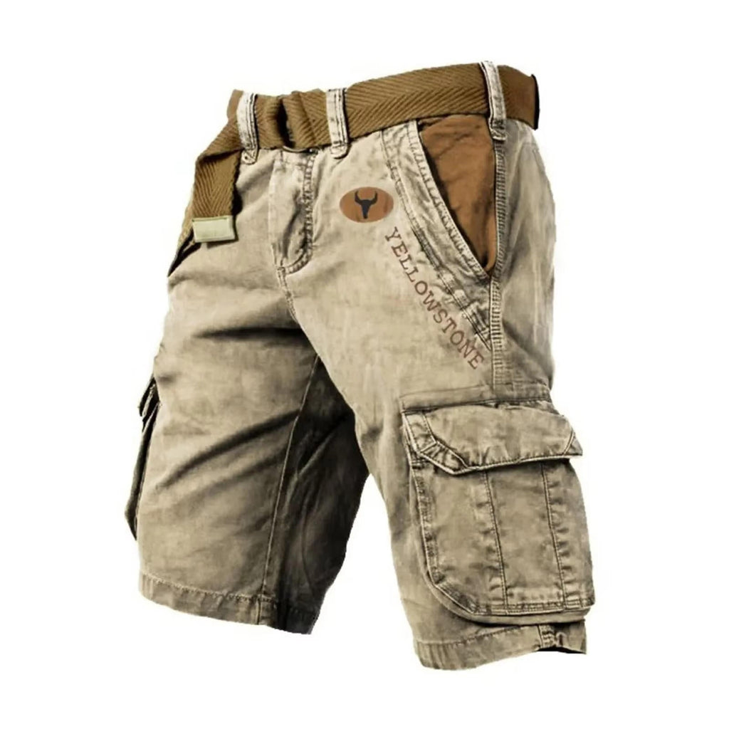 Washed Grey Cargo Shorts with Flap Pockets for Men | Summer Outdoor Fit