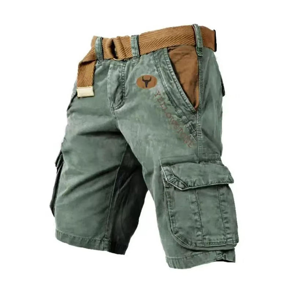 Washed Grey Cargo Shorts with Flap Pockets for Men | Summer Outdoor Fit