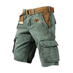 Washed Grey Cargo Shorts with Flap Pockets for Men | Summer Outdoor Fit