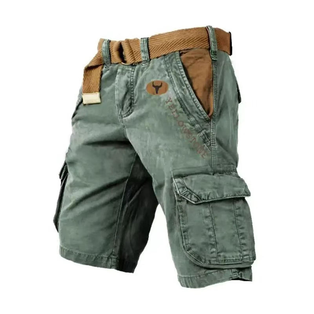 Washed Grey Cargo Shorts with Flap Pockets for Men | Summer Outdoor Fit