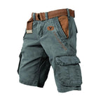 Washed Grey Cargo Shorts with Flap Pockets for Men | Summer Outdoor Fit
