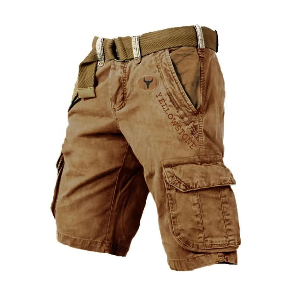 Washed Grey Cargo Shorts with Flap Pockets for Men | Summer Outdoor Fit