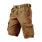 Washed Grey Cargo Shorts with Flap Pockets for Men | Summer Outdoor Fit