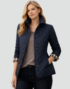 Quilted Stitch Button Front Lightweight Jacket for Women | Mid-Season Coat