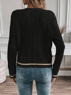 Cable Knit Open Front Buttoned Cardigan for Women | Work and Casual Wear