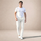 Linen Regular Fit Trousers for Men with Elasticated Waist