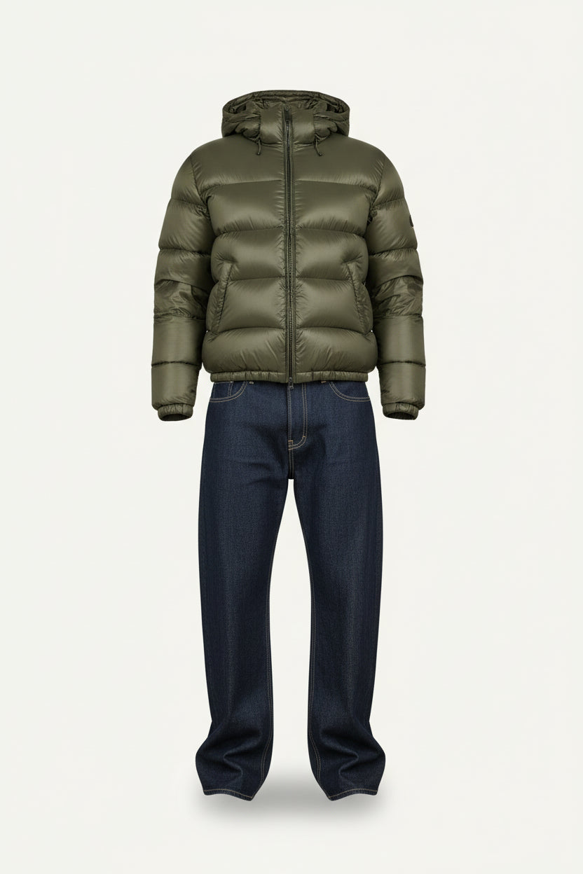 Glossy Quilted Sherpa Lined Hooded Puffer Jacket for Men | Outdoor Wear
