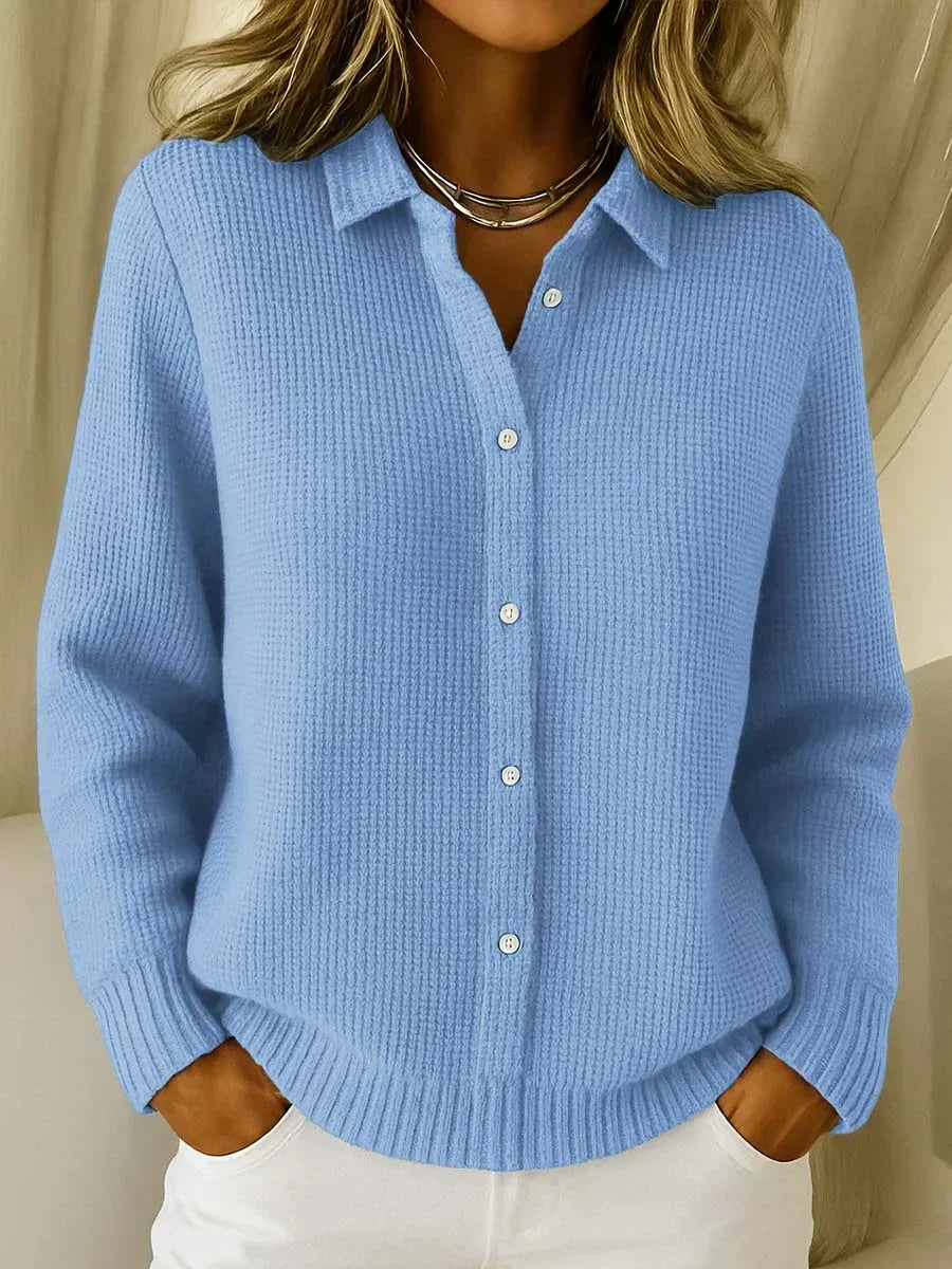 Knit Longline Button Front Cardigan with Relaxed Fit for Women | Long Sleeve