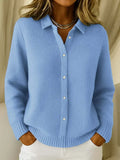 Knit Longline Button Front Cardigan with Relaxed Fit for Women | Long Sleeve