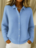 Knit Longline Button Front Cardigan with Relaxed Fit for Women | Long Sleeve