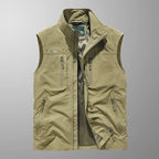 Men's Zip-Up Gilet with Stand Collar and Zip Pockets for Men