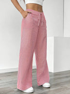 Striped Wide Flare Trousers for Women | Beach Summer