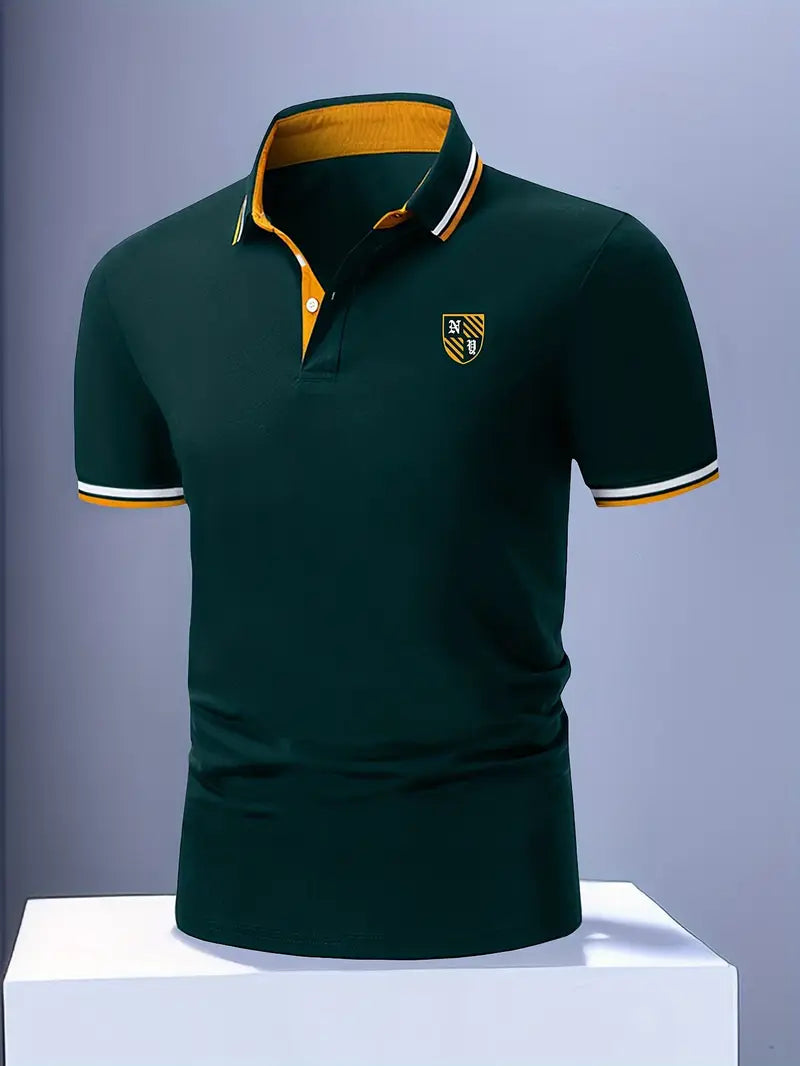 Yellow Striped Short Sleeve Knit Polo Shirt for Men | Regular Fit Summer Wear