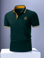 Yellow Striped Short Sleeve Knit Polo Shirt for Men | Regular Fit Summer Wear