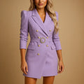 Belted Blazer Dress with Long Sleeves for Women