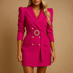 Belted Blazer Dress with Long Sleeves for Women