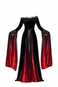Black Ombré Lace Trim Trumpet Sleeve Costume Dress for Women | Halloween