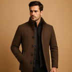 Dark Brown Fitted Winter Coat for Men | Smart Casual Occasions