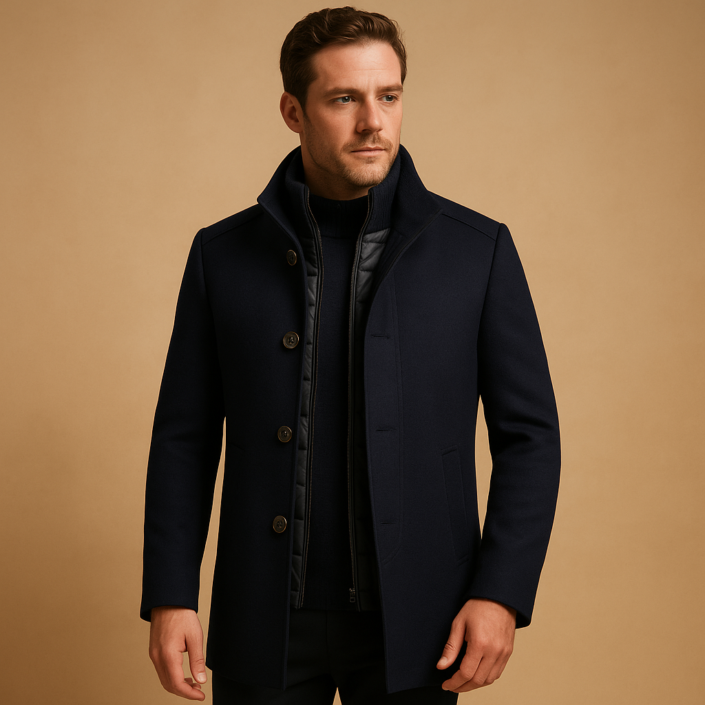 Dark Brown Fitted Winter Coat for Men | Smart Casual Occasions