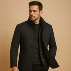 Dark Brown Fitted Winter Coat for Men | Smart Casual Occasions