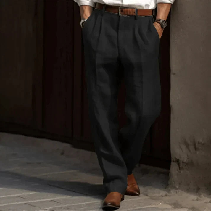 Grey Tailored Retro Trousers for Men | Straight Leg
