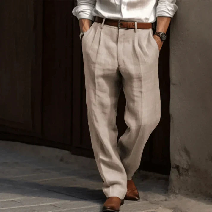 Grey Tailored Retro Trousers for Men | Straight Leg