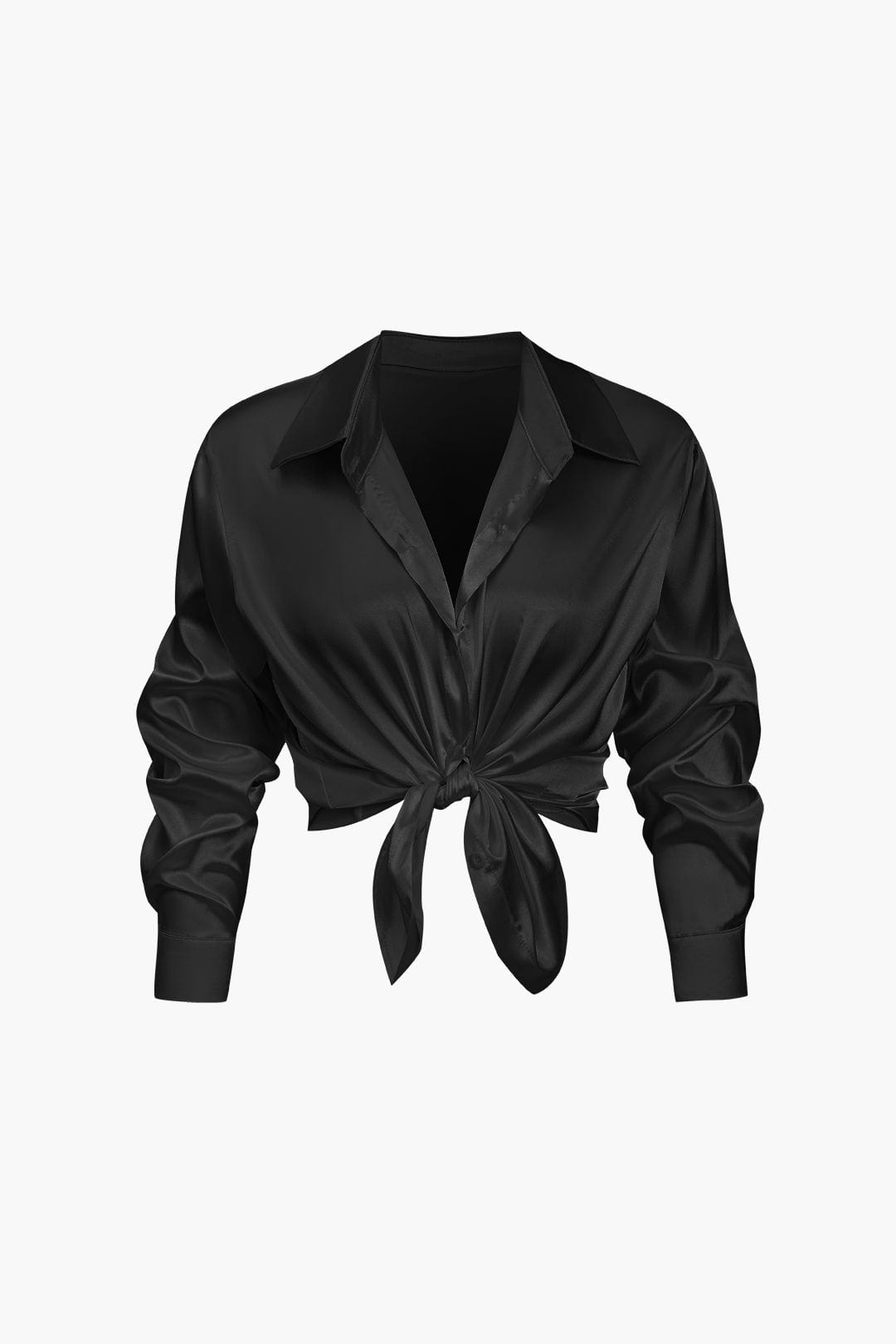 Women Blouse | Long sleeve with collar and front tie detail