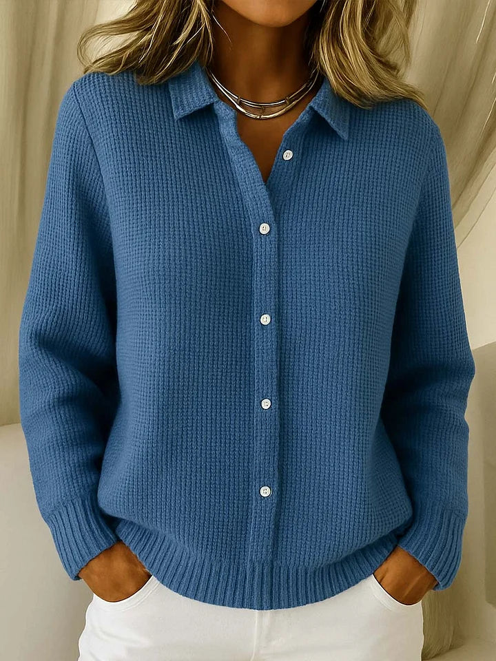 Knit Longline Button Front Cardigan with Relaxed Fit for Women | Long Sleeve