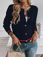 Cable Knit Open Front Buttoned Cardigan for Women | Work and Casual Wear