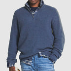 Cashmere Ribbed Quarter Zip Regular Fit Jumper with Raised Collar for Men