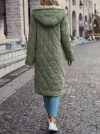 Women's Quilted Hooded Long Sleeve Coat for Women