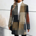 Multicoloured Patterned Fitted Waist Blazer Coat for Women | Office Wear