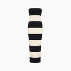 Black Cream Striped Strapless Maxi Dress for Women