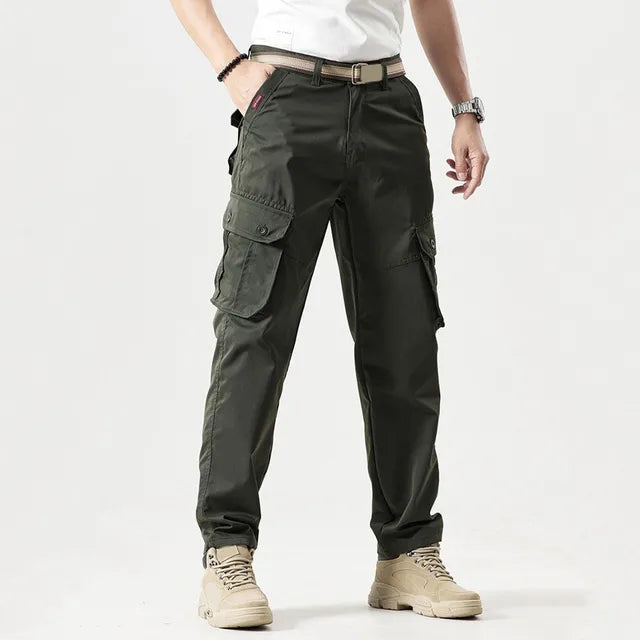 Cargo Straight Leg Trousers for Men | All-Season Woven Fabric