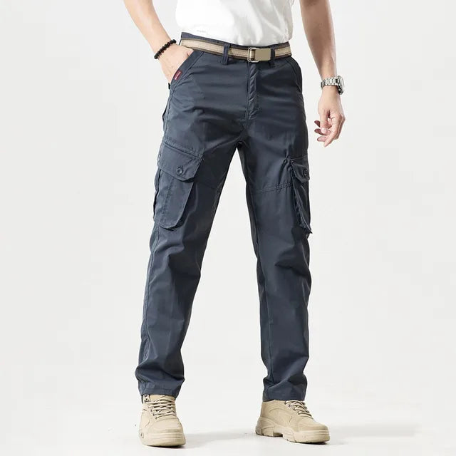 Cargo Straight Leg Trousers for Men | All-Season Woven Fabric